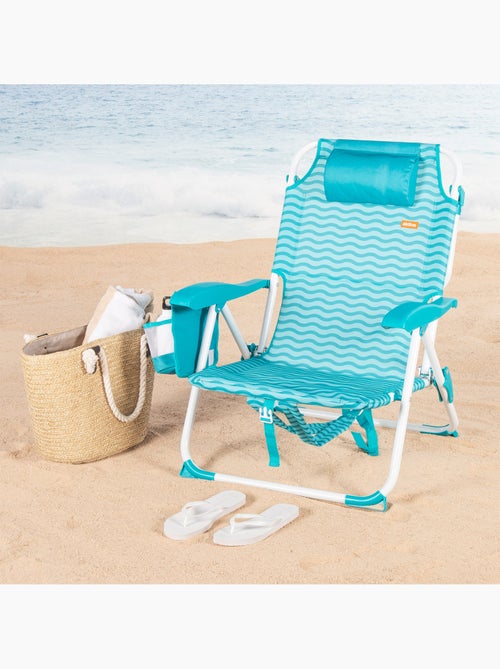 Aktive chaise de plage multipositions 48x58x76 cm vagues avec poches - Kiabi