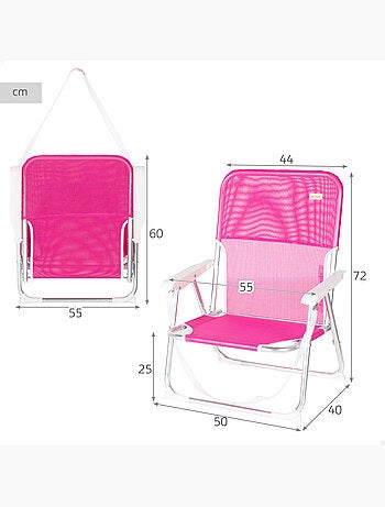 Aktive chaise de plage pliable 44x40x72 cm fuchsia avec poignée