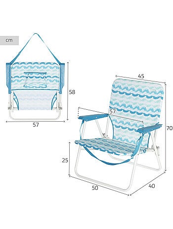 Aktive chaise de plage pliante 45x40x70 cm avec poche arrière