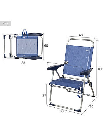 Aktive chaise de plage pliante 48x60x100 cm 4 positions
