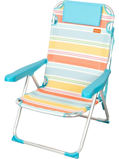 Aktive chaise de plage pliante 5 positions 48x60x90 cm avec coussin - Kiabi