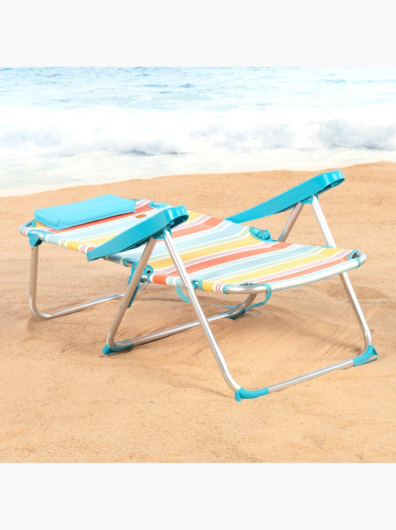 Aktive chaise de plage pliante 5 positions 48x60x90 cm avec coussin Multicolore - Kiabi