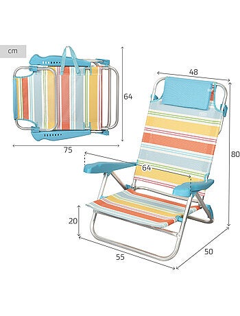 Aktive chaise de plage pliante 8 positions 50x48x80 cm