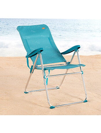 Aktive chaise de plage pliante haute multipositions 47x67x110 cme avec poignée