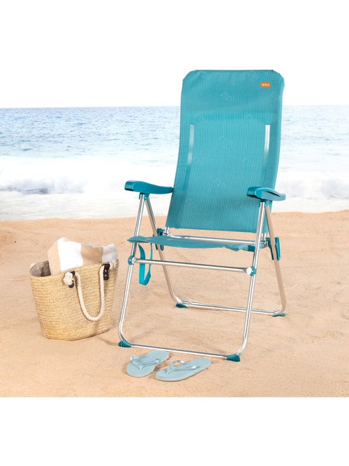 Aktive chaise de plage pliante haute multipositions 47x67x110 cme avec poignée - Kiabi