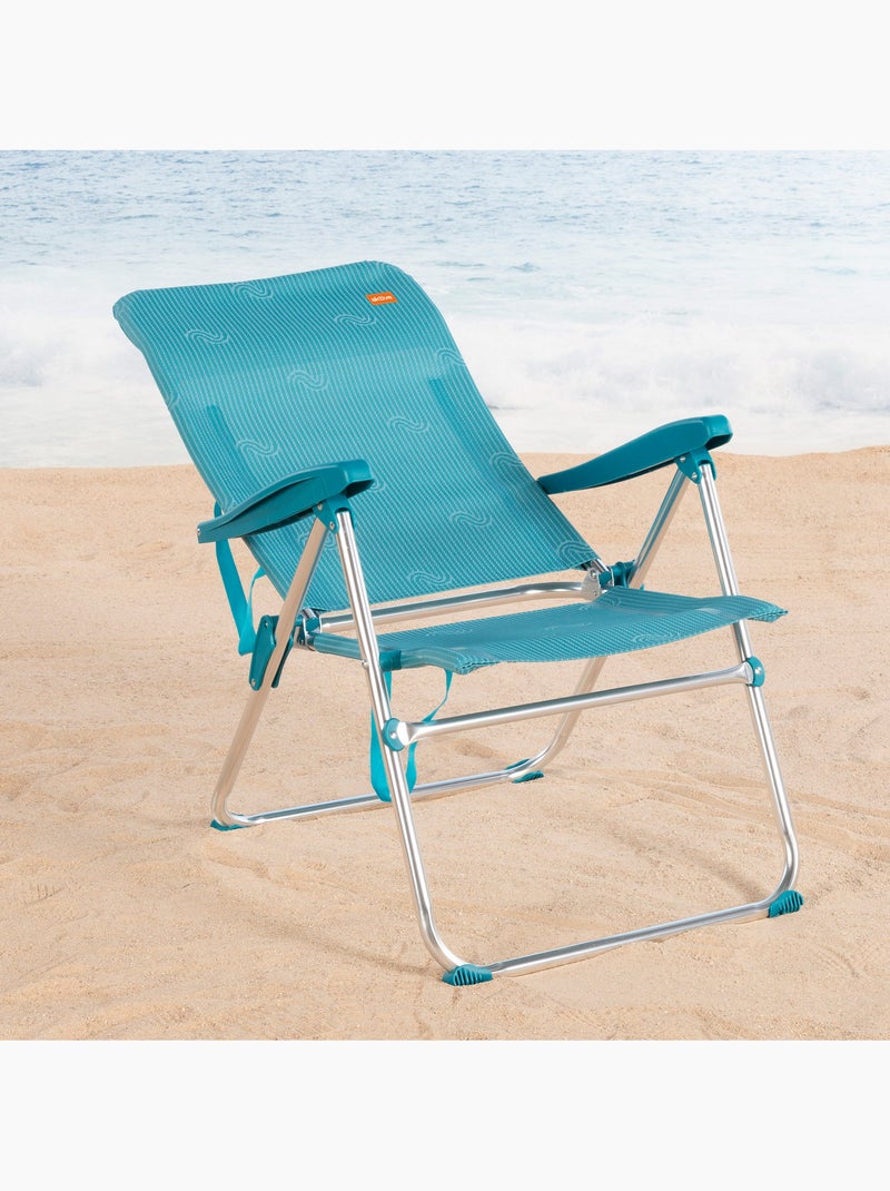 Aktive chaise de plage pliante multipositions 47x62x90 cme avec poignée Bleu - Kiabi