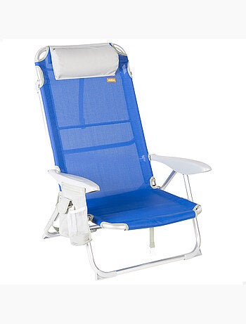 Aktive chaise de plage pliante multipositions 50x50x88 cm coussin et poignée