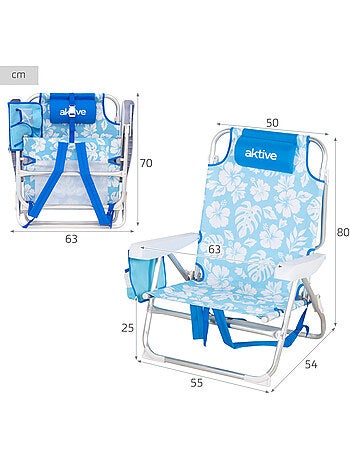 Aktive chaise de plage pliante multipositions 50x54x80 cm hawaï