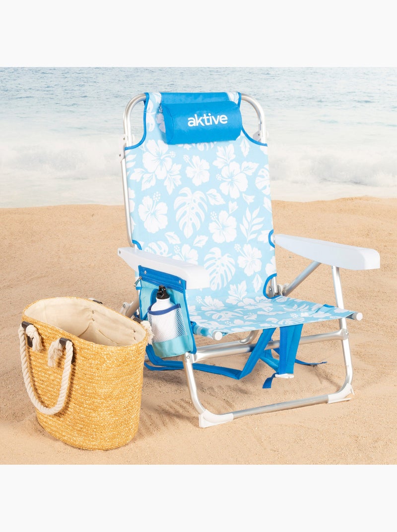 Aktive chaise de plage pliante multipositions 50x54x80 cm hawaï Bleu Blanc - Kiabi