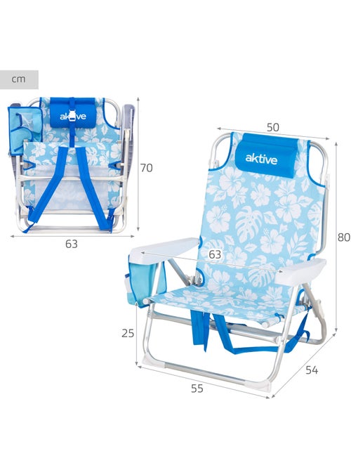 Aktive chaise de plage pliante multipositions 50x54x80 cm hawaï - Kiabi Aktive chaise de plage pliante multipositions 50x54x80 cm hawaï - Kiabi