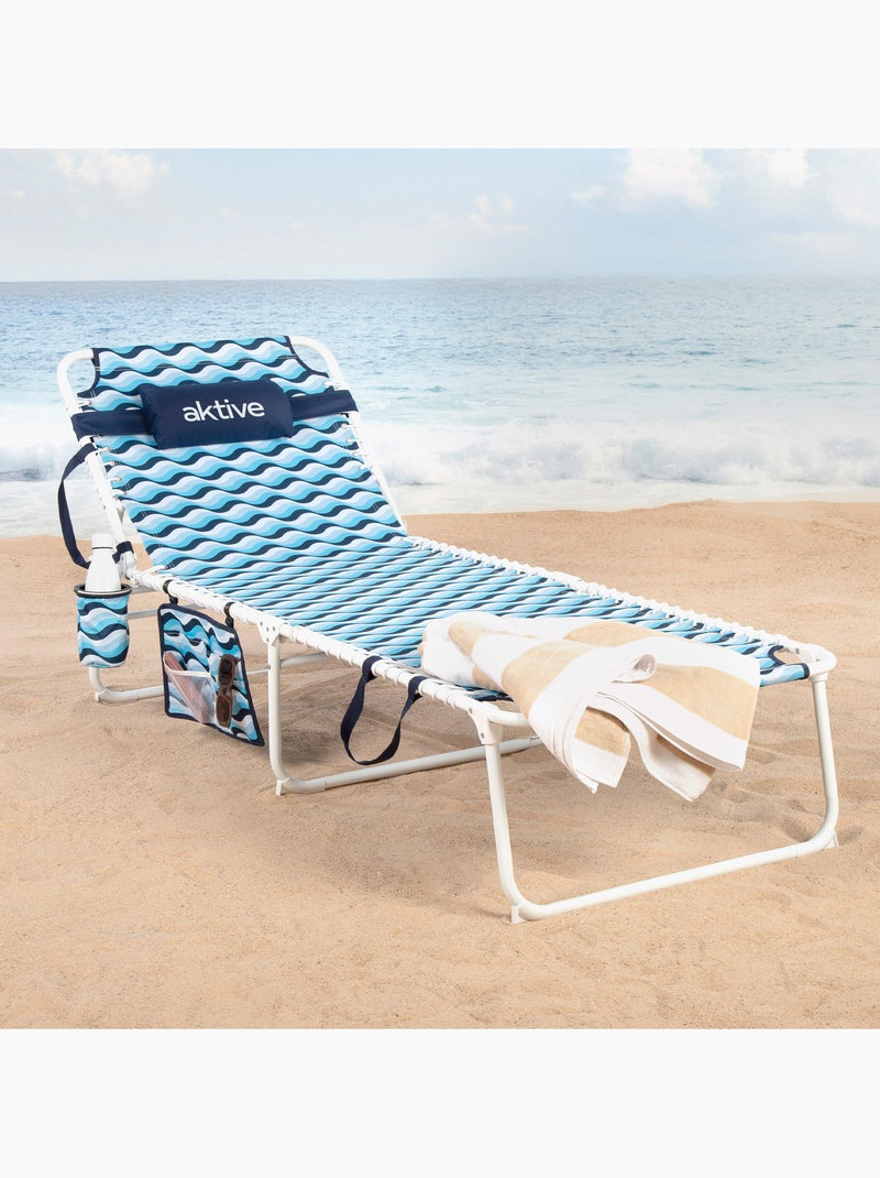 Aktive chaise longue de plage multi-positions 200x70x88 cm Bleu - Kiabi