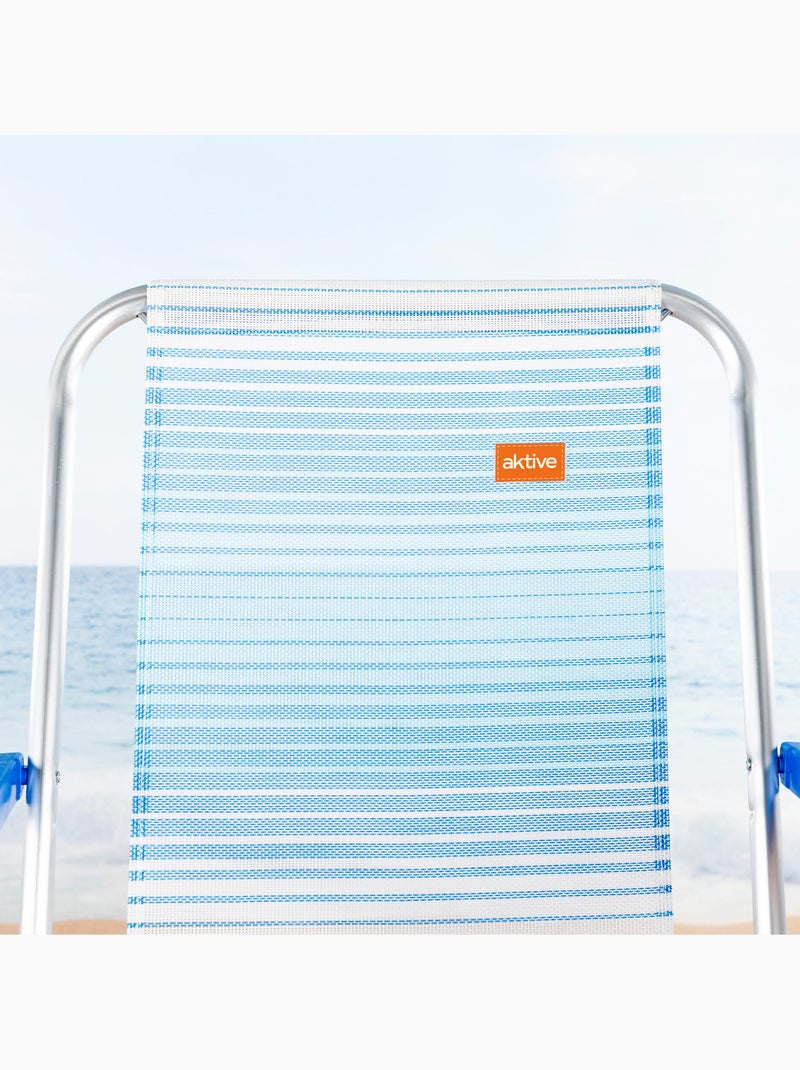 Aktive hoge opklapbare strandstoel met strepen en schouderriem Blauw - Kiabi