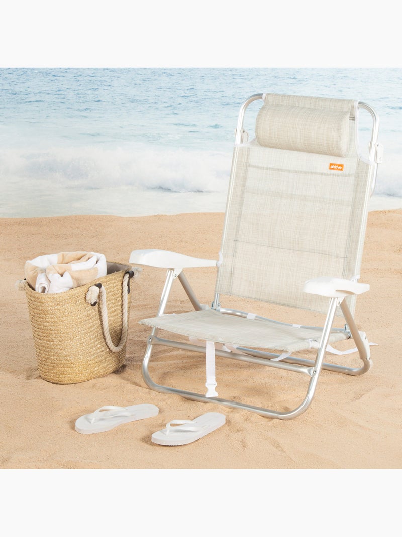 Aktive ibiza lage strandstoel met multifunctionele verstelmogelijkheden 47x49x82 cm Beige - Kiabi