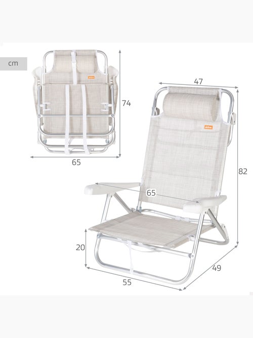 Aktive ibiza lage strandstoel met multifunctionele verstelmogelijkheden 47x49x82 cm - Kiabi Aktive ibiza lage strandstoel met multifunctionele verstelmogelijkheden 47x49x82 cm - Kiabi