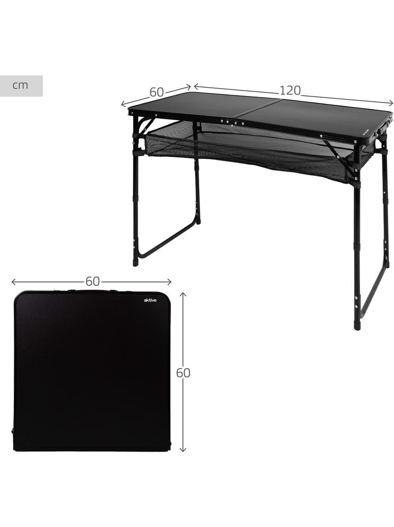 Aktive in hoogte verstelbare, antislip, opklapbare campingtafel met net Zwart - Kiabi