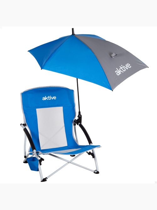 Aktive klapstoel met parasol en bekerhouder 50x49x65 cm blauw - Kiabi Aktive klapstoel met parasol en bekerhouder 50x49x65 cm blauw - Kiabi