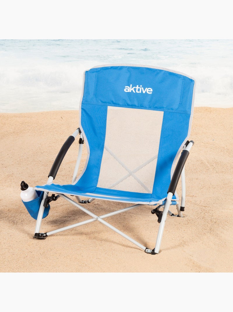 Aktive klapstoel met parasol en bekerhouder 50x49x65 cm blauw Blauw - Kiabi