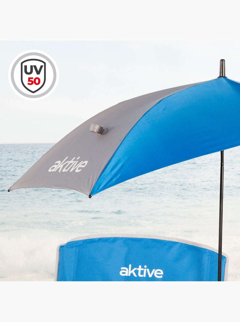 Aktive klapstoel met parasol en bekerhouder 50x49x65 cm blauw Blauw - Kiabi