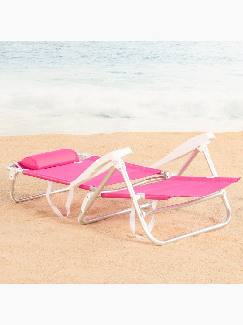 Aktive lage strandstoel met meerdere posities 47x49x82 cm Fuchsia roze - Kiabi