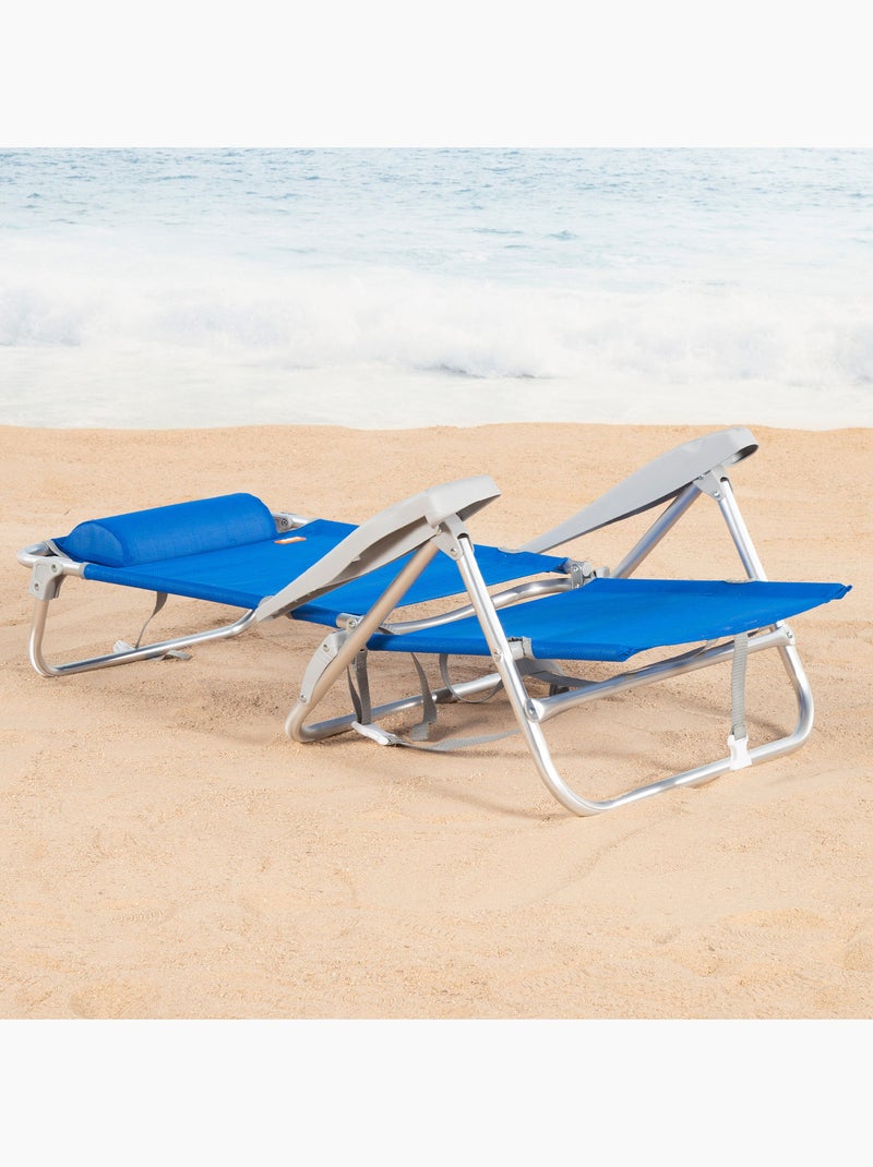 Aktive lage strandstoel met meerdere posities 47x49x82 cm gomera Blauw - Kiabi