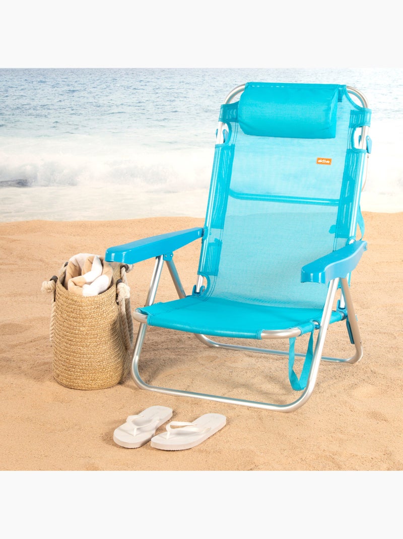 Aktive lage strandstoel met meerdere posities 48x46x84 cm Blauw - Kiabi