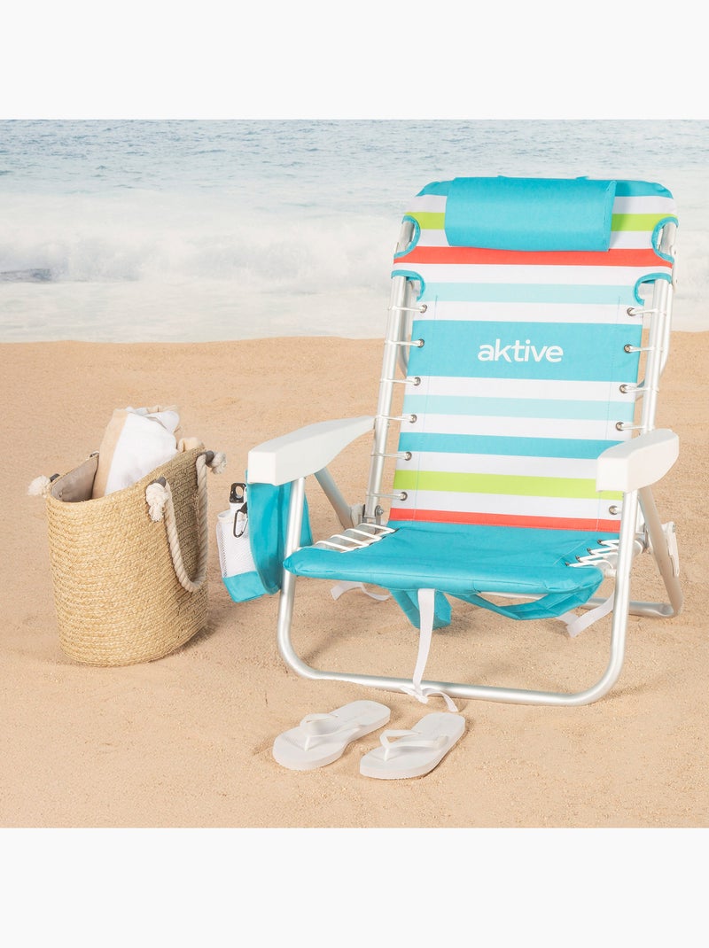 Aktive lage, verstelbare strandstoel 50x53x77 cm, meerkleurig, met koelvak en opbergvakken Multicolor - Kiabi