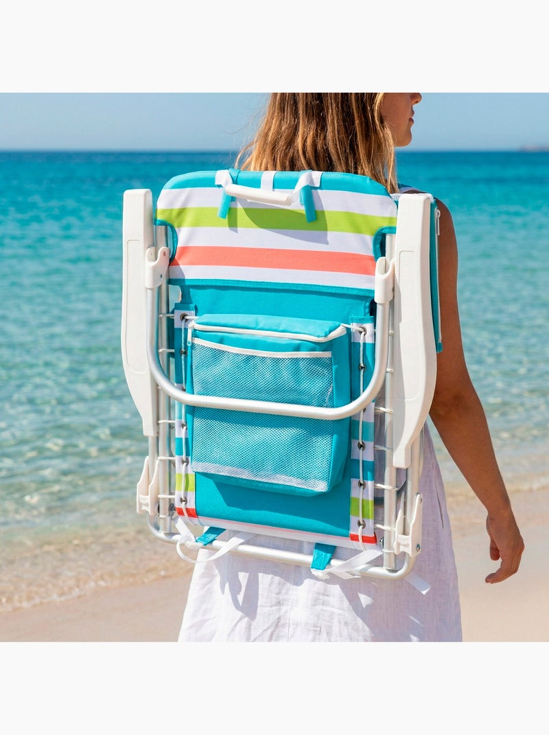 Aktive lage, verstelbare strandstoel 50x53x77 cm, meerkleurig, met koelvak en opbergvakken Multicolor - Kiabi