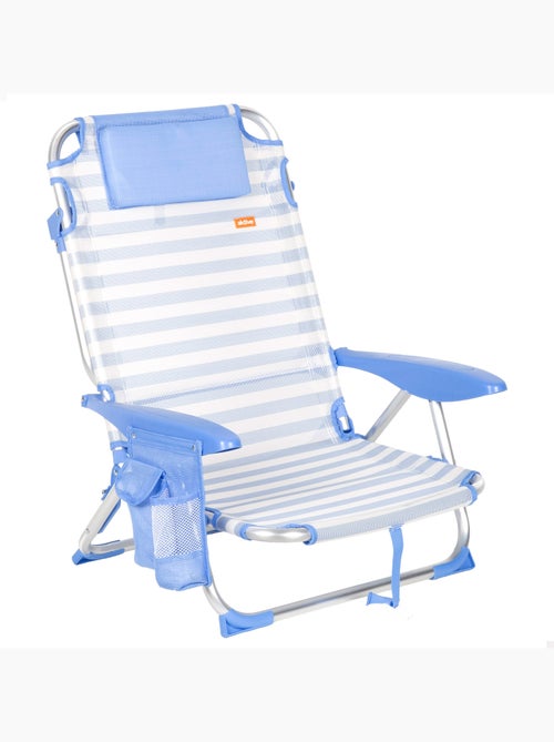 Aktive lage, verstelbare strandstoel 51x45x76 cm in nautische stijl met zakken - Kiabi Aktive lage, verstelbare strandstoel 51x45x76 cm in nautische stijl met zakken - Kiabi