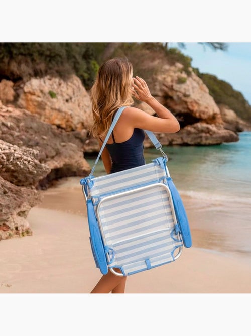 Aktive lage, verstelbare strandstoel 51x45x76 cm in nautische stijl met zakken - Kiabi Aktive lage, verstelbare strandstoel 51x45x76 cm in nautische stijl met zakken - Kiabi