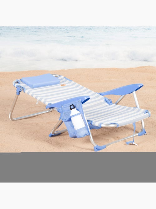 Aktive lage, verstelbare strandstoel 51x45x76 cm in nautische stijl met zakken - Kiabi Aktive lage, verstelbare strandstoel 51x45x76 cm in nautische stijl met zakken - Kiabi