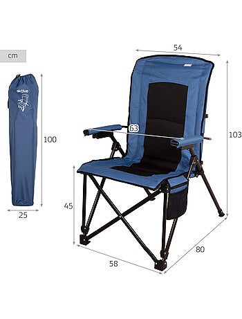 Aktive lot de 2 chaises de camping hautes 54x80x103 cm avec poches