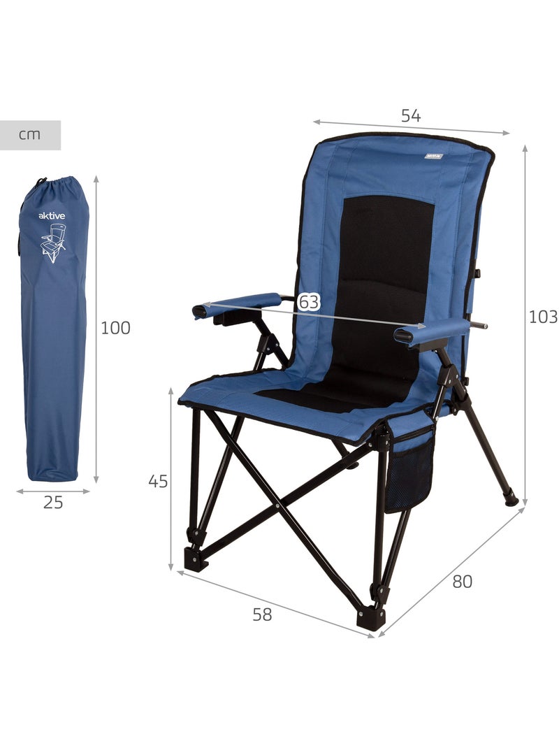 Aktive lot de 2 chaises de camping hautes 54x80x103 cm avec poches Bleu Noir - Kiabi