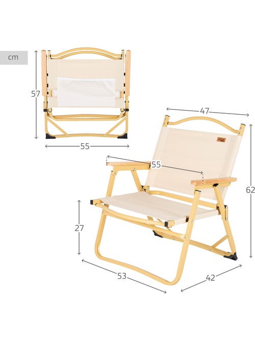 Aktive lot de 2 chaises de glamping 47x42x62 cm couleur crème avec poche - Kiabi Aktive lot de 2 chaises de glamping 47x42x62 cm couleur crème avec poche - Kiabi