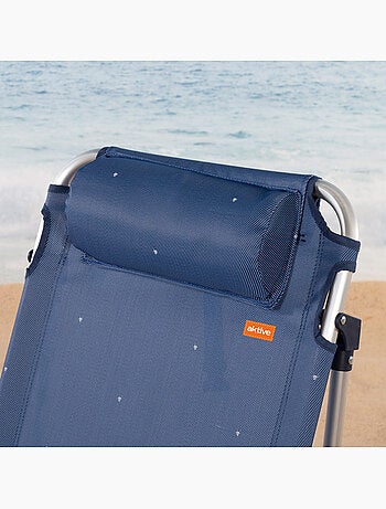 Aktive lot de 2 chaises de plage basses, 4 positions, 51x45x76 cm,, avec coussin et poche