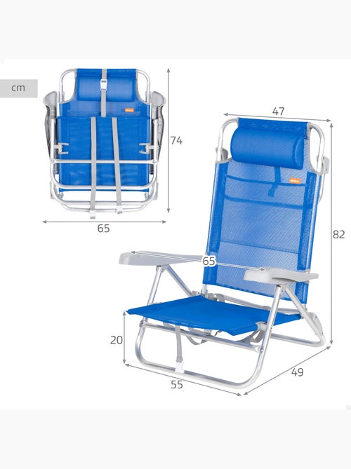 Aktive lot de 2 chaises de plage basses multipositions 47x49x82 cm gomera - Kiabi