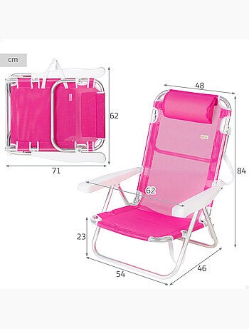 Aktive lot de 2 chaises de plage basses multipositions 48x46x84 cm