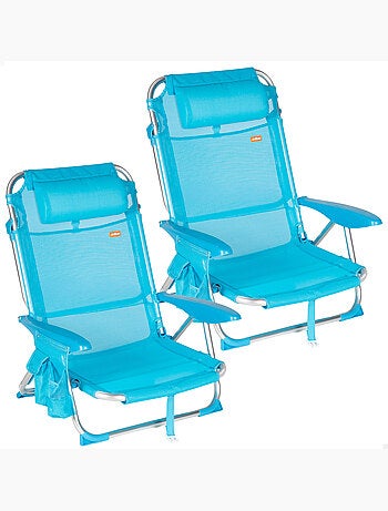 Aktive lot de 2 chaises de plage basses pliantes et multipositions 51x45x76 cm