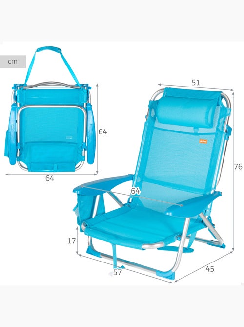Aktive lot de 2 chaises de plage basses pliantes et multipositions 51x45x76 cm - Kiabi