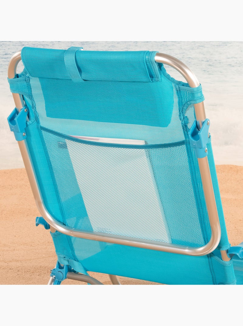 Aktive lot de 2 chaises de plage basses pliantes et multipositions 51x45x76 cm Bleu - Kiabi
