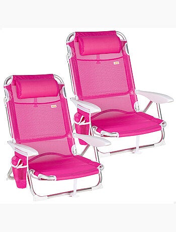 Aktive lot de 2 chaises de plage basses pliantes multipositions 51x45x76 cm