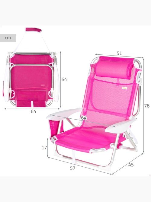 Aktive lot de 2 chaises de plage basses pliantes multipositions 51x45x76 cm - Kiabi