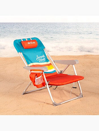 Aktive lot de 2 chaises de plage multipositions moyennes 50x60x85 cm avec poches