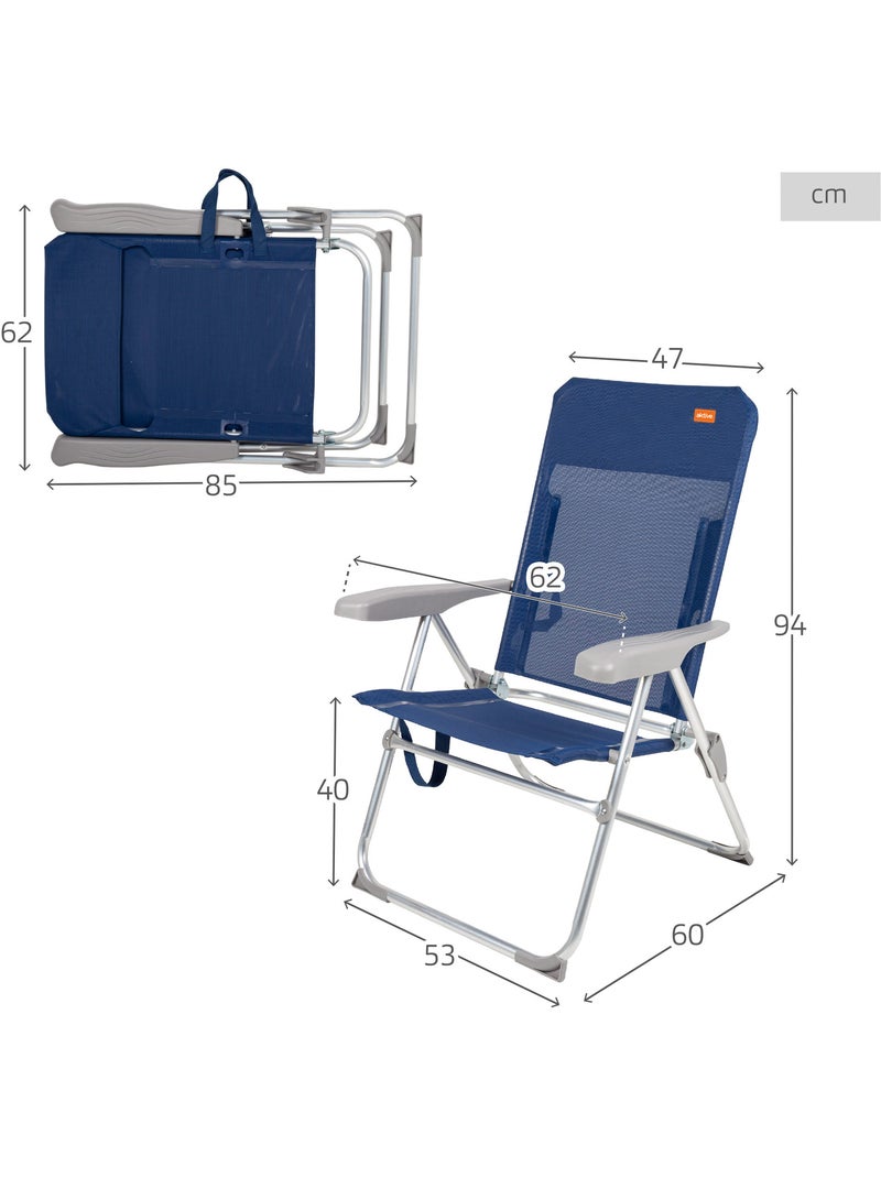 Aktive lot de 2 chaises de plage multipositions pliables slim 47 x 60 x 94 cm Bleu - Kiabi
