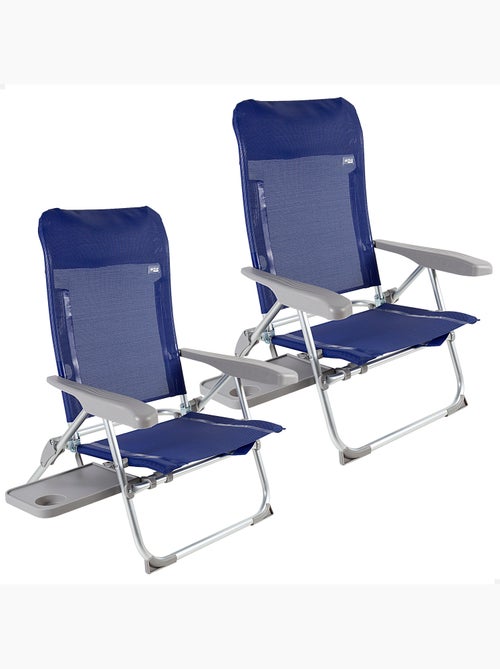 Aktive lot de 2 chaises de plage pliantes multipositions avec table et coussin - Kiabi