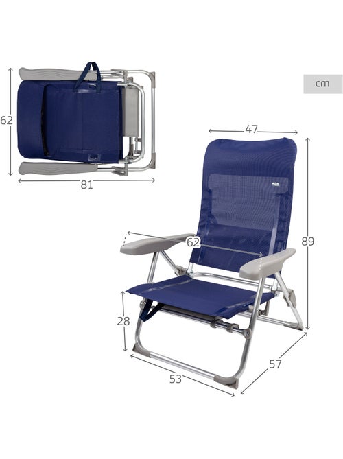 Aktive lot de 2 chaises de plage pliantes multipositions avec table et coussin - Kiabi