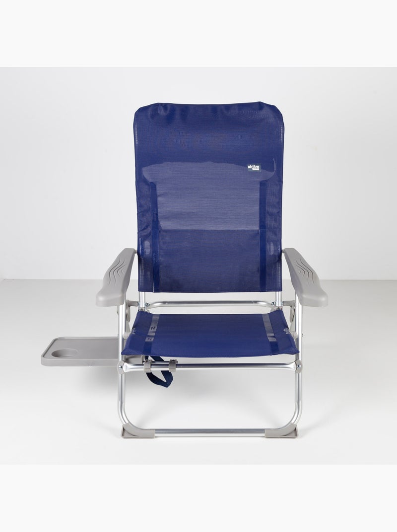 Aktive lot de 2 chaises de plage pliantes multipositions avec table et coussin Bleu marine - Kiabi