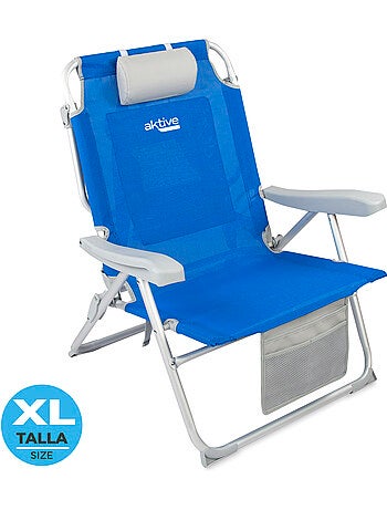 Aktive lot de 2 chaises de plage xxl pliantes et multipositions tissu renforcé