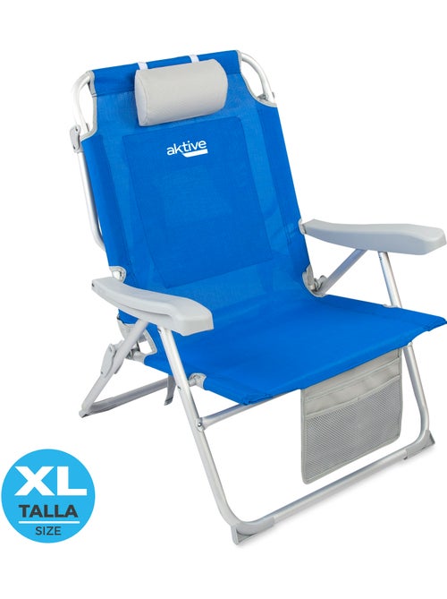 Aktive lot de 2 chaises de plage xxl pliantes et multipositions tissu renforcé - Kiabi