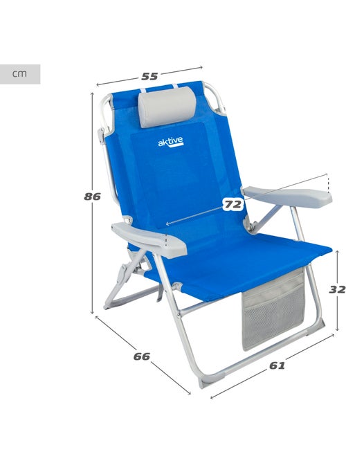Aktive lot de 2 chaises de plage xxl pliantes et multipositions tissu renforcé - Kiabi
