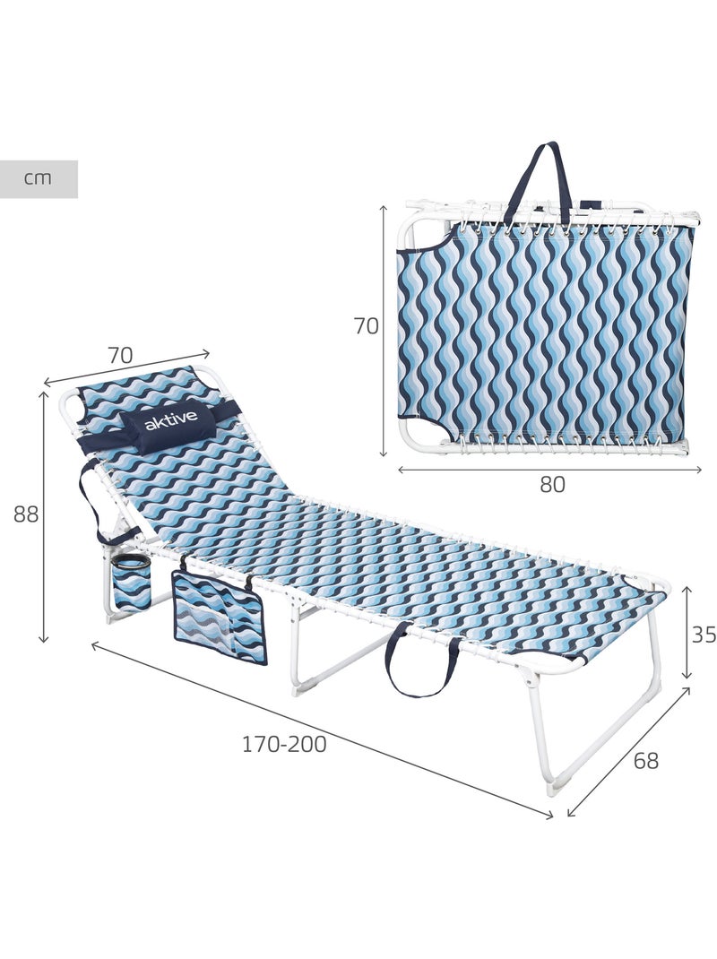 Aktive multifunctionele strandstoel 200x70x88 cm Blauw - Kiabi